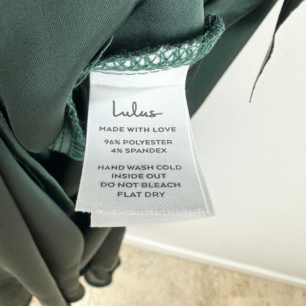 Lulus Classic Elegance Green Satin Sleeveless Mock Neck Maxi Dress Medium NWT - Picture 9 of 11